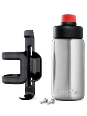 Woom GLUG Stainless Steel Water Bottle + Cage Kids Bike Bottle Set New